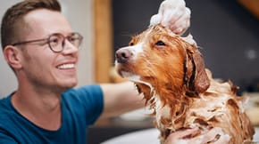 A man with his dog 