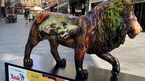 An example lion statue from the Tusk Lion Trail