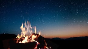 A bonfire on a clear, stary night