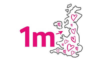 An illustration of the UK with "1 million customers"