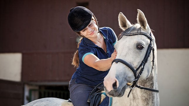 Image of girl riding a grey horse