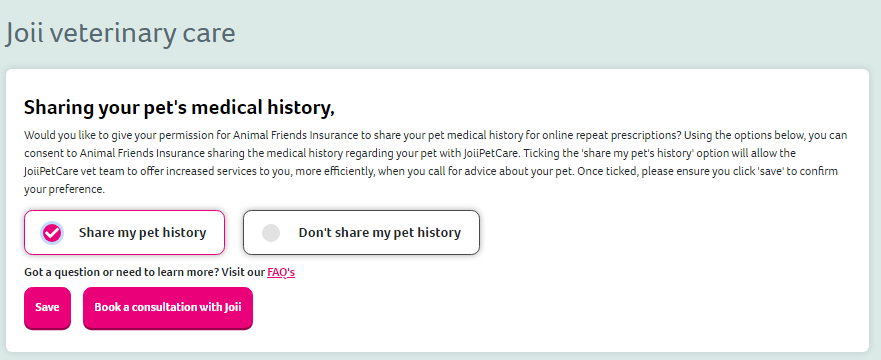 Pet Consent History Page