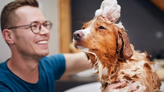 A man with his dog 