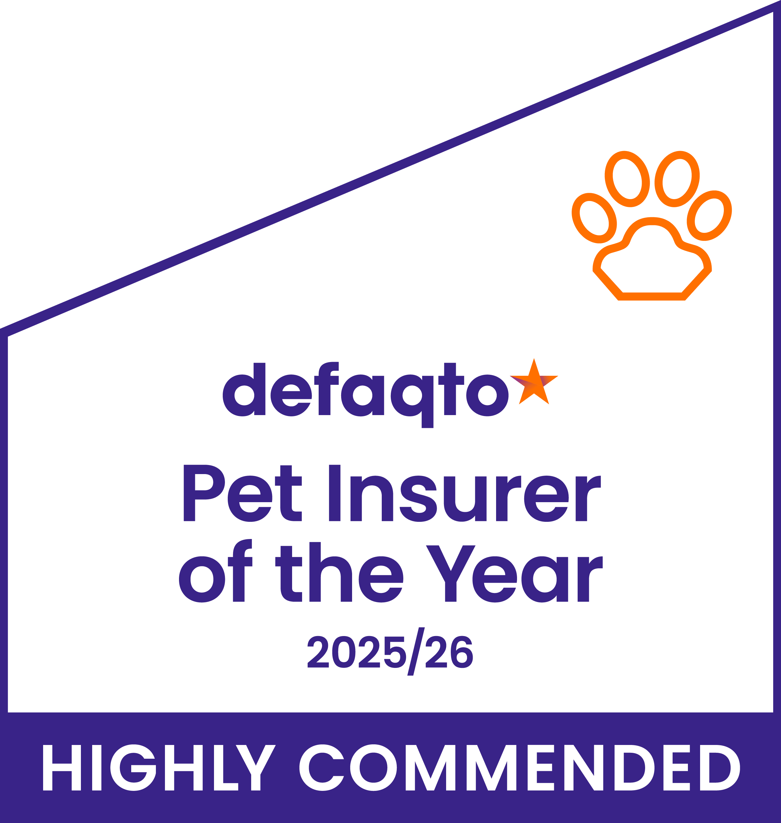 Defaqto highly recommended pet insurer of the year 2025/2026