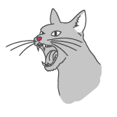 Illustration of a cat hissing