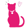 Graphic of a cat with a small love heart above it