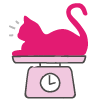 Graphic of a cat lying down on scales